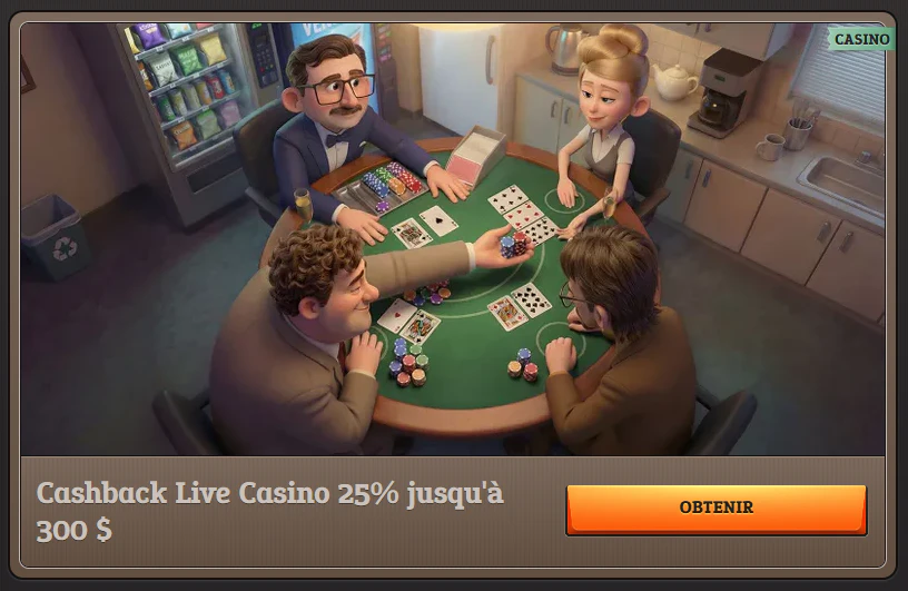Cashback Live Casino SpinBoss de 25 % sur les pertes nettes