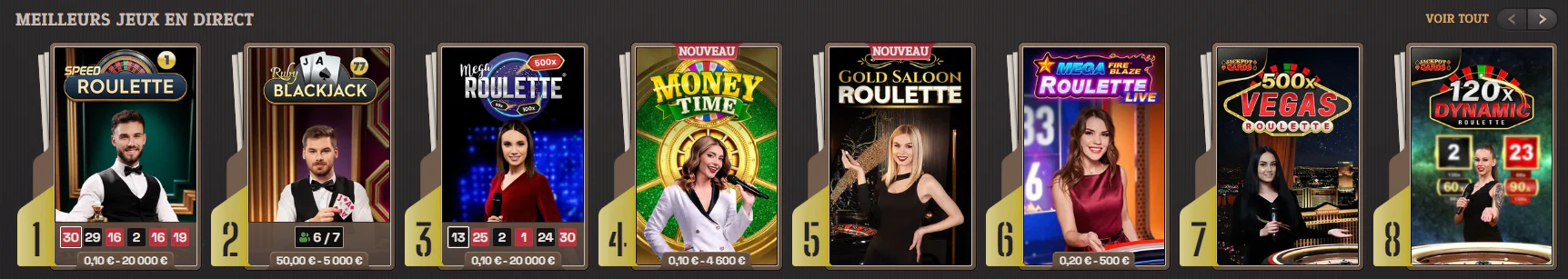 Meilleurs jeux en direct SpinBoss avec roulette et blackjack